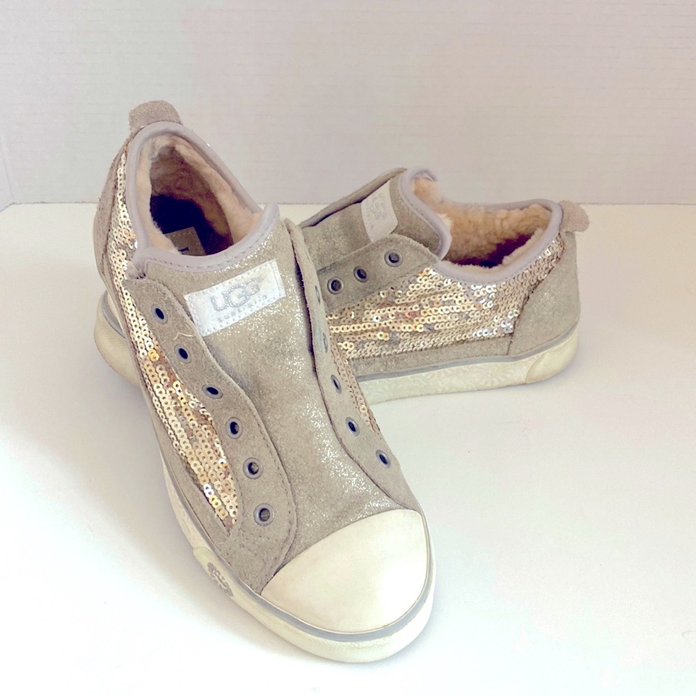 UGG Beige and Gold Sequin Sneakers